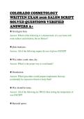 COLORADO COSMETOLOGY&NewLine;WRITTEN EXAM 2026 SALON SCRIPT&NewLine;SOLVED QUESTIONS VERIFIED&NewLine;ANSWERS A&plus;&NewLine;
