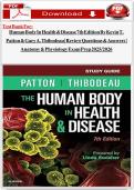Study Guide for The Human Body in Health & Disease 7th Edition by Kevin T&period; Patton & Gary A&period; Thibodeau &vert; Review Questions & Answers &vert; Anatomy & Physiology Exam Prep 2025&sol;2026