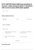 FCTC WRITTEN EXAM 2026 Exam Questions & Answers &vert; Latest Already Graded A&plus; &vert;Questions with Correct Answers 2026 latest update&excl;&excl;