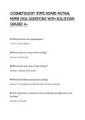 COSMETOLOGY STATE BOARD ACTUAL&NewLine;PAPER 2026 QUESTIONS WITH SOLUTIONS&NewLine;GRADED A&plus;