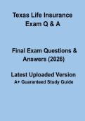 Texas Life Insurance Exam &ndash; Licensing Practice Questions & Study Guide 2026