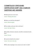 COSMETOLOGY STATE BOARD&NewLine;CERTIFICATION SCRIPT 2026 COMPLETE&NewLine;QUESTIONS AND ANSWERS&NewLine;