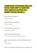 COSMETOLOGY STATE BOARD EXAM 2026&NewLine;ACTUAL EXAM SCRIPT 100 QUESTIONS&NewLine;WITH COMPLETE SOLUTIONS FULL&NewLine;REVIEW PACKAGE GRADED A&plus;