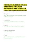 COSMETOLOGY STATE BOARD EXAM 2026&NewLine;COMPREHENSIVE EXAMS SET 100&NewLine;QUESTIONS WITH COMPLETE SOLUTIONS&NewLine;ACCURATE RESPONSE GUIDE GRADED A&plus;
