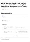 Florida LP Master Qualifier EXAM Questions and Answers &lpar;Verified Answers&rpar; Study Guide &lpar;latest version verified for accuracy&rpar; &vert; Latest&excl;&excl;