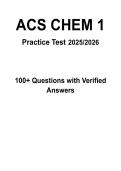 ACS Chemistry 1 Practice Test 2026 100&plus; Questions with Verified Answers