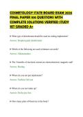 COSMETOLOGY STATE BOARD EXAM 2026&NewLine;FINAL PAPER 100 QUESTIONS WITH&NewLine;COMPLETE SOLUTIONS VERIFIED STUDY&NewLine;SET GRADED A&plus;