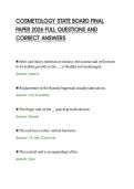 COSMETOLOGY STATE BOARD FINAL&NewLine;PAPER 2026 FULL QUESTIONS AND&NewLine;CORRECT ANSWERS