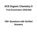 ACS Organic Chemistry II  Practice Test 2026 100&plus; Questions with Verified Answers