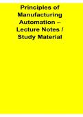 Principles of Manufacturing Automation Lecture Notes Study Material 2025&sol; 2026 Complete Industrial Engineering Exam Guid