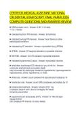 CERTIFIED MEDICAL ASSISTANT NATIONAL&NewLine;CREDENTIAL EXAM SCRIPT FINAL PAPER 2026&NewLine;COMPLETE QUESTIONS AND ANSWERS REVIEW