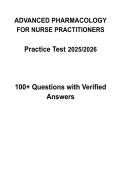 Advanced Pharmacology For Nurse Practitioners Practice Test 2026 100&plus; Questions with Verified Answers