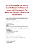 New York Crane Operator Licensing Exam Test Questions And Correct Answers &lpar;Verified Answers&rpar; Plus Rationales 2025&sol;2026 Q&A &vert; Instant Download Pdf