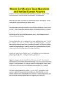 Wound Certification Exam Questions and Verified Correct Answers