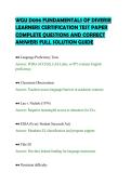 WGU D096 FUNDAMENTALS OF DIVERSE&NewLine;LEARNERS CERTIFICATION TEST PAPER&NewLine;COMPLETE QUESTIONS AND CORRECT&NewLine;ANSWERS FULL SOLUTION GUIDE