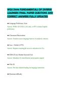 WGU D096 FUNDAMENTALS OF DIVERSE&NewLine;LEARNERS FINAL PAPER QUESTIONS AND&NewLine;CORRECT ANSWERS FULLY UPDATED