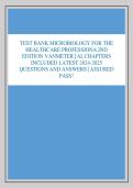 Microbiology for the Healthcare Professional 2nd Edition VanMeter Alf Test Bank All Chapters Included Latest Questions and Answers 2024&ndash;2025 Exam Prep Guide