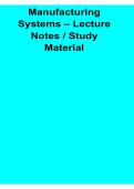 Manufacturing Systems Lecture Notes Study Material 2025&sol; 2026 Complete Industrial and Production Systems Exam Guide