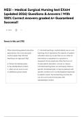 HESI - Medical Surgical Nursing test EXAM &lpar;updated 2026&rpar; Questions & Answers &vert; With 100&percnt; Correct Answers graded A&plus; Guaranteed Success&excl;&excl;