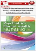 Study Guide for Psychiatric-Mental Health Nursing 8th Edition by Sheila L&period; Videbeck &vert; Chapters 1&ndash;24 Review Questions & Answers &vert; Mental Health Nursing Exam Prep 2025&sol;2026