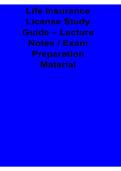  Life Insurance License Study Guide Lecture Notes Exam Preparation Material 2025&sol; 2026 Complete Insurance Licensing Exam Review Guide