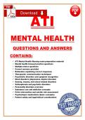 ATI Mental Health Nursing Exam Preparation &ndash; Comprehensive Questions & Answers with Rationales &ndash; Chamberlain University &ndash; Complete Exam Study Guide&NewLine;&NewLine;