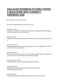 AQA GCSE BUSINESS STUDIES PAPER 2 QUESTIONS WITH CORRECT ANSWERS 2026