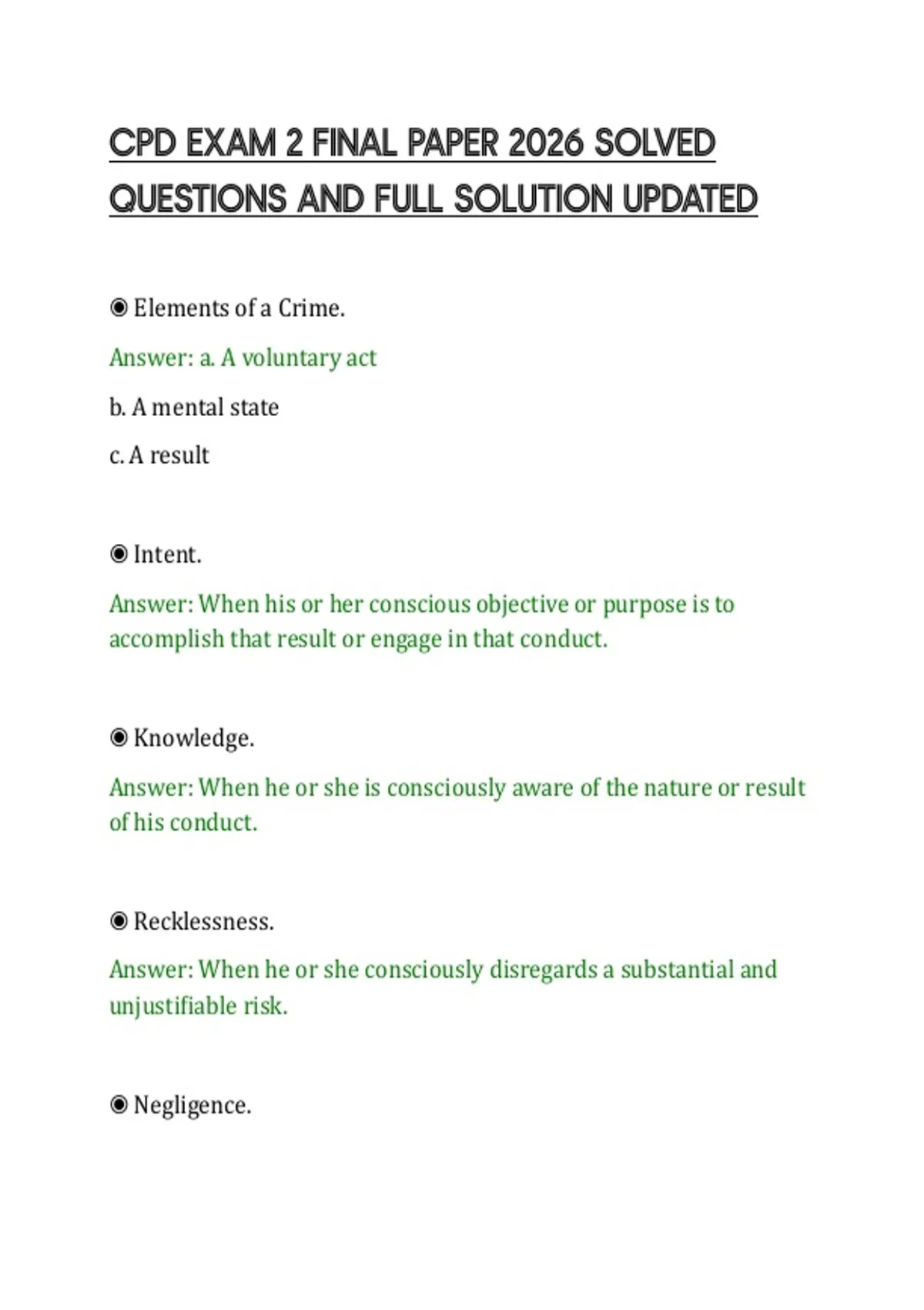 CPD EXAM 2 FINAL PAPER 2026 SOLVED QUESTIONS AND FULL SOLUTION UPDATED ...