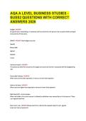 AQA A LEVEL BUSINESS STUDIES - BUSS2 QUESTIONS WITH CORRECT ANSWERS 2026