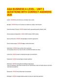 AQA BUSINESS A LEVEL - UNIT 2 QUESTIONS WITH CORRECT ANSWERS 2026