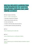 WGU D152 INCLUSIVE CLASSROOM FINAL&NewLine;PAPER EXAMINATION TEST QUESTIONS&NewLine;AND ANSWERS COMPLETE STUDY SHEET&NewLine;VERIFIED ACCURACY&NewLine;