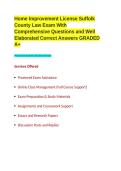 Home Improvement License Suffolk County Law Exam With Comprehensive Questions and Well Elaborated Correct Answers GRADED A&plus;
