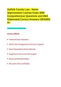 Suffolk County Law - Home Improvement License Exam With Comprehensive Questions and Well Elaborated Correct Answers GRADED A&plus;&period;