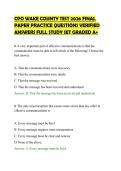 CPO WAKE COUNTY TEST 2026 FINAL&NewLine;PAPER PRACTICE QUESTIONS VERIFIED&NewLine;ANSWERS FULL STUDY SET GRADED A&plus;