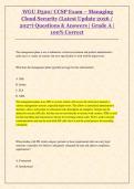 WGU D320&sol; CCSP Exam &ndash; Managing Cloud Security &lpar;Latest Update 2026 &sol; 2027&rpar; Questions & Answers &vert; Grade A &vert; 100&percnt; Correct 
