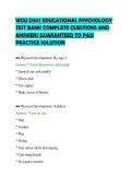 WGU D307 EDUCATIONAL PSYCHOLOGY&NewLine;TEST BANK COMPLETE QUESTIONS AND&NewLine;ANSWERS GUARANTEED TO PASS&NewLine;PRACTICE SOLUTION