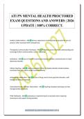 ATI PN MENTAL HEALTH PROCTORED&NewLine;EXAM QUESTIONS AND ANSWERS &vert; 2026&NewLine;UPDATE &vert; 100&percnt; CORRECT&period;
