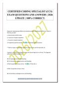 CERTIFIED CODING SPECIALIST &lpar;CCS&rpar;&NewLine;EXAM QUESTIONS AND ANSWERS &vert; 2026&NewLine;UPDATE &vert; 100&percnt; CORRECT&period;