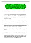 Virginia Life and Health Insurance Final Exam &ndash; Study Guide with Questions and Verified Answers
