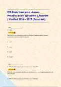 NY State Insurance License Practice Exam Questions &vert; Answers &vert; Verified 2026 &ndash; 2027 &lpar;Rated A&plus;&rpar;&NewLine;&NewLine;   