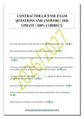 CONTRACTOR LICENSE EXAM&NewLine;QUESTIONS AND ANSWERS &vert; 2026&NewLine;UPDATE &vert; 100&percnt; CORRECT&period;