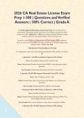 2026 CA Real Estate License Exam Prep 1-300 &vert; Questions and Verified Answers &vert; 100&percnt; Correct &vert; Grade A&NewLine;&NewLine;
