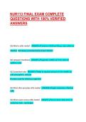 NUR113 FINAL EXAM COMPLETE QUESTIONS WITH 100&percnt; VERIFIED ANSWERS 