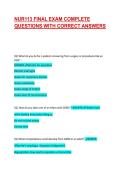 NUR113 FINAL EXAM COMPLETE QUESTIONS WITH CORRECT ANSWERS  