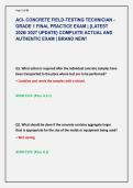 ACI- CONCRETE FIELD-TESTING TECHNICIAN - &NewLine;GRADE 1 FINAL PRACTICE EXAM &vert; &lbrace;LATEST &NewLine;2026&sol; 2027 UPDATE&rcub; COMPLETE ACTUAL AND &NewLine;AUTHENTIC EXAM &vert; BRAND NEW&excl;