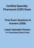 Certified Specialty Pharmacist &lpar;CSP&rpar; Exam &ndash; Complete Study Guide & Practice Prep 2026