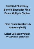 Certified Pharmacy Benefit Specialist Final Exam &ndash; Multiple Choice Study Guide 2026