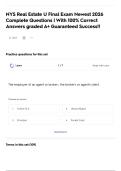 NYS Real Estate U Final Exam Newest 2026 Complete Questions &vert; With 100&percnt; Correct Answers graded A&plus; Guaranteed Success&excl;&excl;