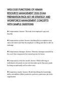 WGU D351 FUNCTIONS OF HUMAN&NewLine;RESOURCE MANAGEMENT 2026 EXAM&NewLine;PREPARATION PACK KEY HR STRATEGY AND&NewLine;WORKFORCE MANAGEMENT CONCEPTS&NewLine;WITH SAMPLE QUESTIONS