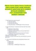 Alberta Carrier Safety Fitness Certificate &NewLine;&lpar;CSFC&rpar; EXAM STUDY GUIDE 2026&sol;2027 &NewLine;ACCURATE QUESTIONS WITH CORRECT &NewLine;DETAILED ANSWERS &vert;&vert; &NewLine; 100&percnt; GUARANTEED PASS &NewLine;<NEWEST VERSION> &NewLine;